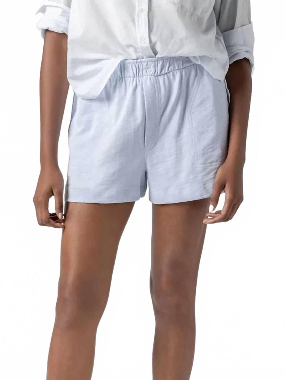 Lilla P Faux Fly Button-Detail 100% Cotton High-Rise Shorts Sky Blue Size XS